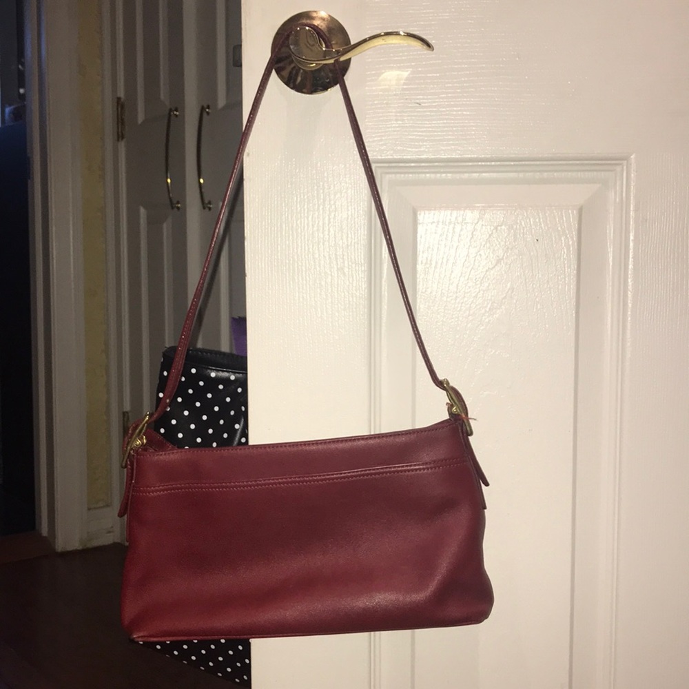 Red leather coach bag